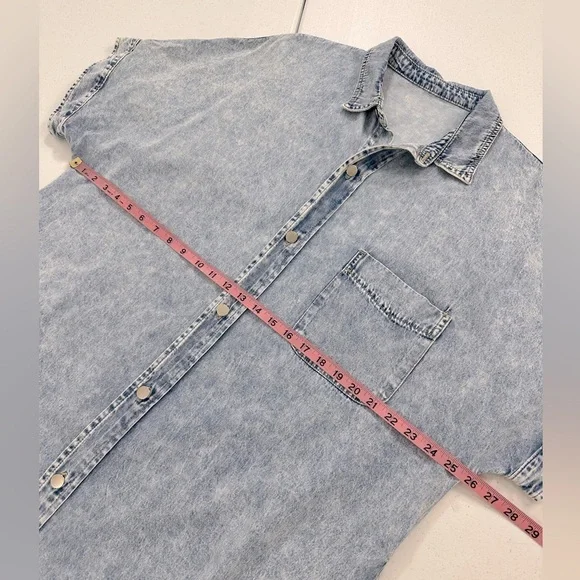 Boutique Denim Shirt Dress Light Wash Collared Button Down Utility Normcore XL - Picture 7 of 12
